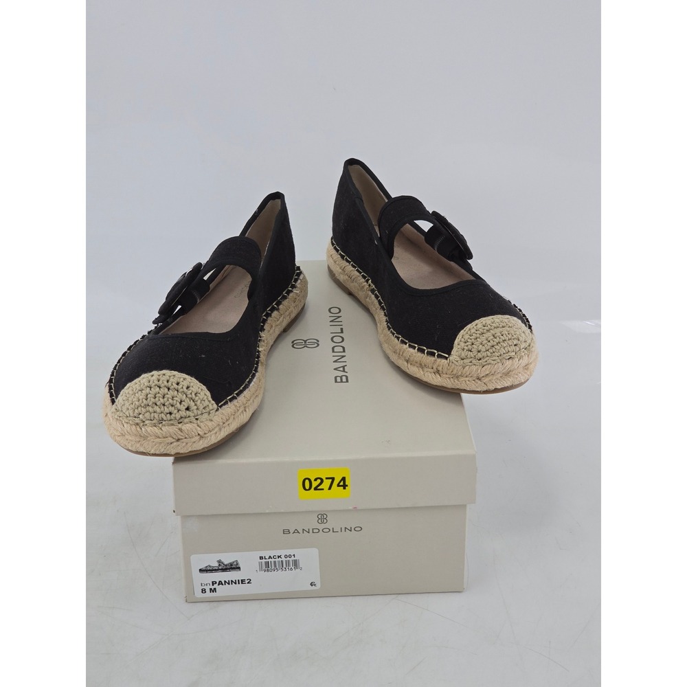 Bandolino Pannie2 Espadrille Flats Womens 8 Black Mary Jane Buckle - Excellent